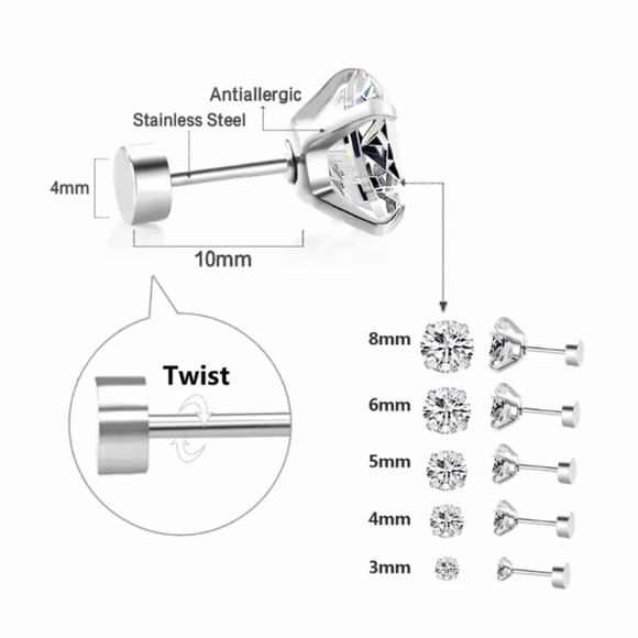 Hypoallergenic Titanium Earring studs - Picture 4 of 5